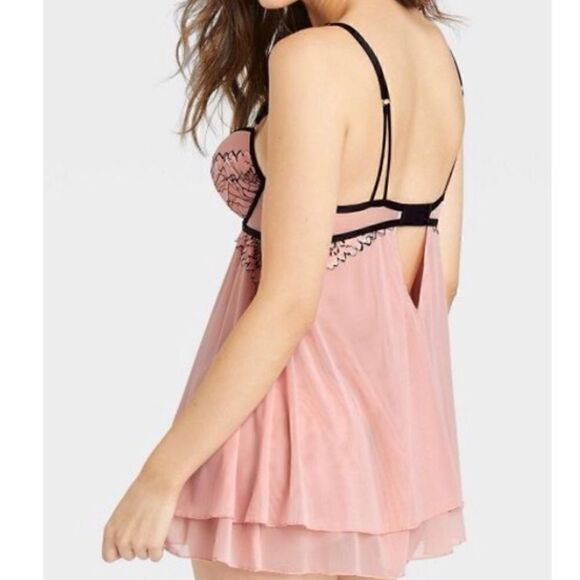 Flirty Push-Up Babydoll Lingerie - Auden - Ice Rose size large - Picture 2 of 7